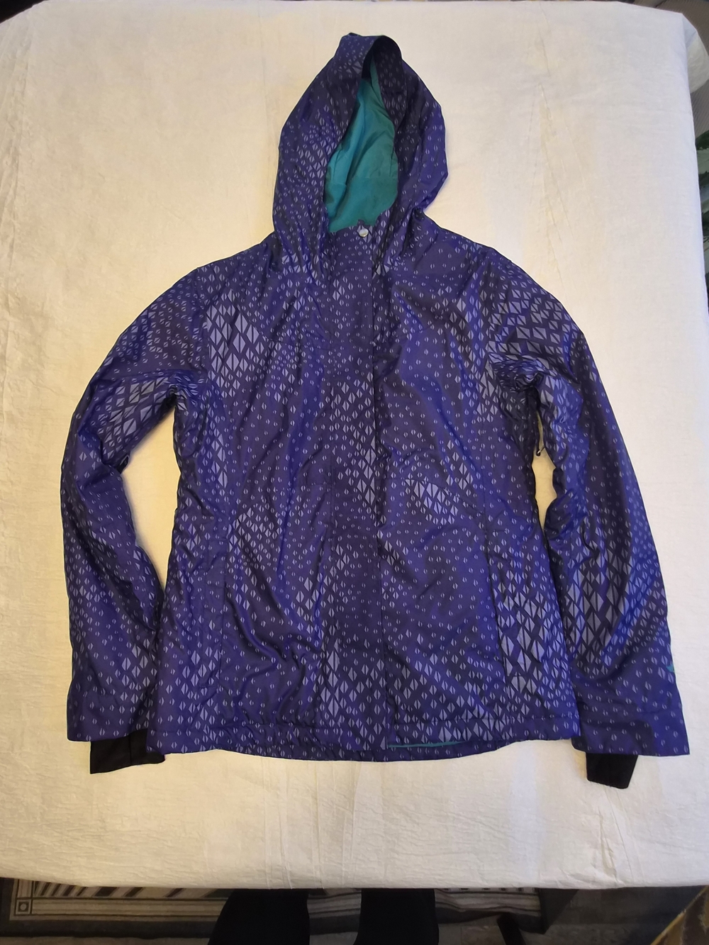 Sims Women's Hooded Snowboard Ski Jacket - Purple Geometric Diamond Print